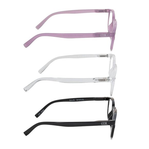 Rae Dunn Premium Reading Glasses Set of 3 With Case +1.50 Black Clear Purple NWT - Picture 4 of 6
